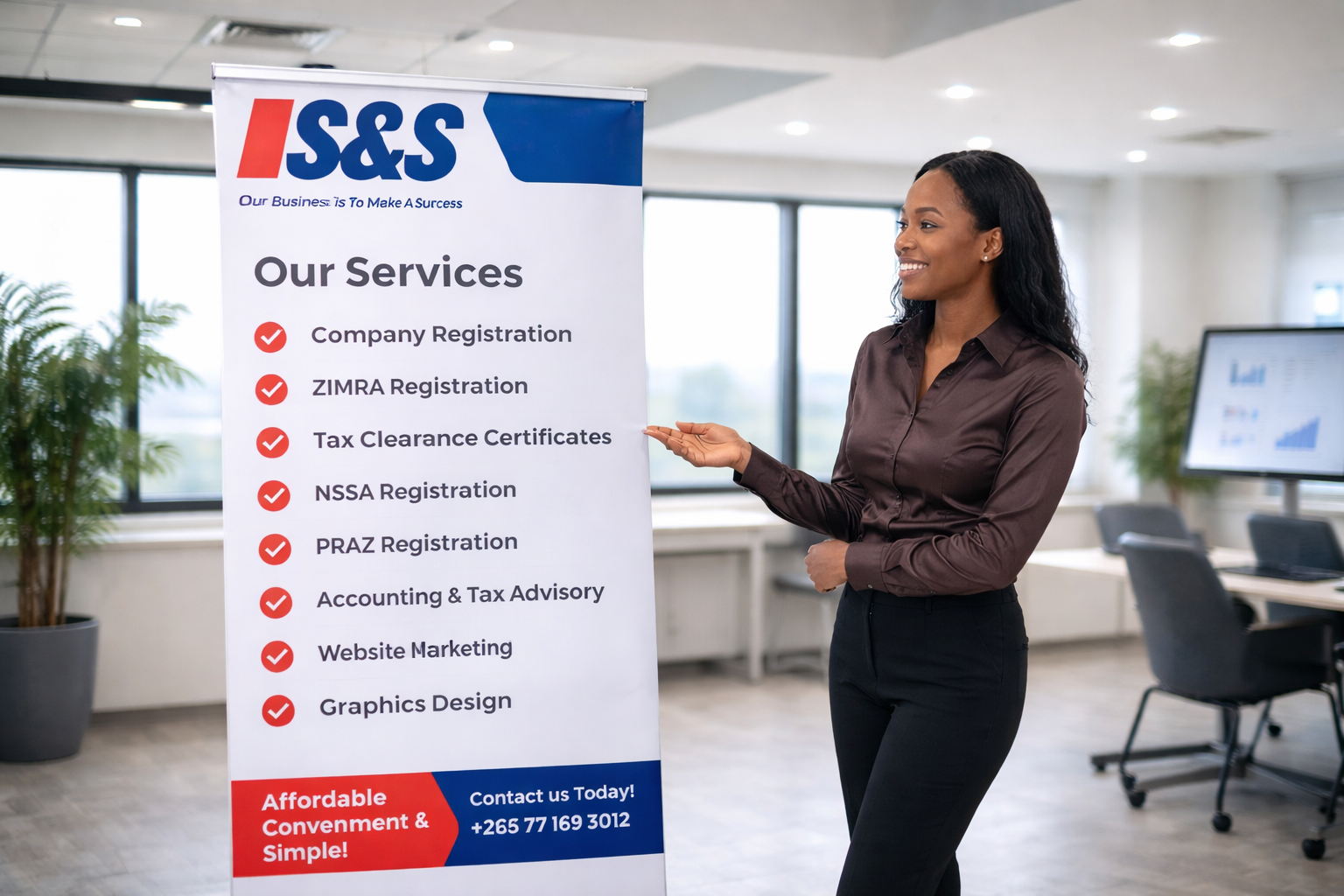 Professional African business team at S&S Consultancy Zimbabwe - modern office collaboration